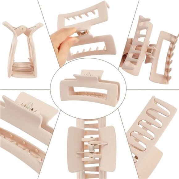 jaw clips 8 Pack Rectangle Large Hair Claw for Women and Girls Matte Nonslip - Picture 2 of 8